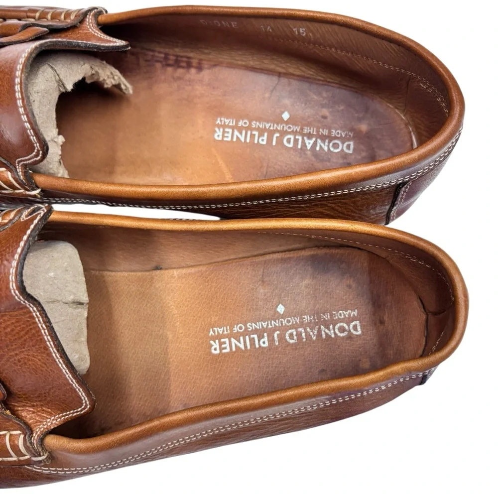 Donald Pliner Dione Men’s Loafers Tan Leather Sz 15